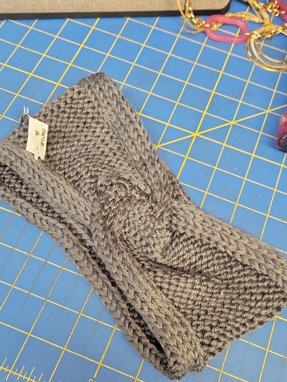 Falls Creek Twist Gray Knit Cable Headband 18" NWT